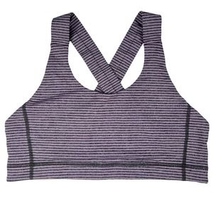 Lululemon All Sport Bra in Hyper Stripe Mauvelous Heathered Black Size 12
